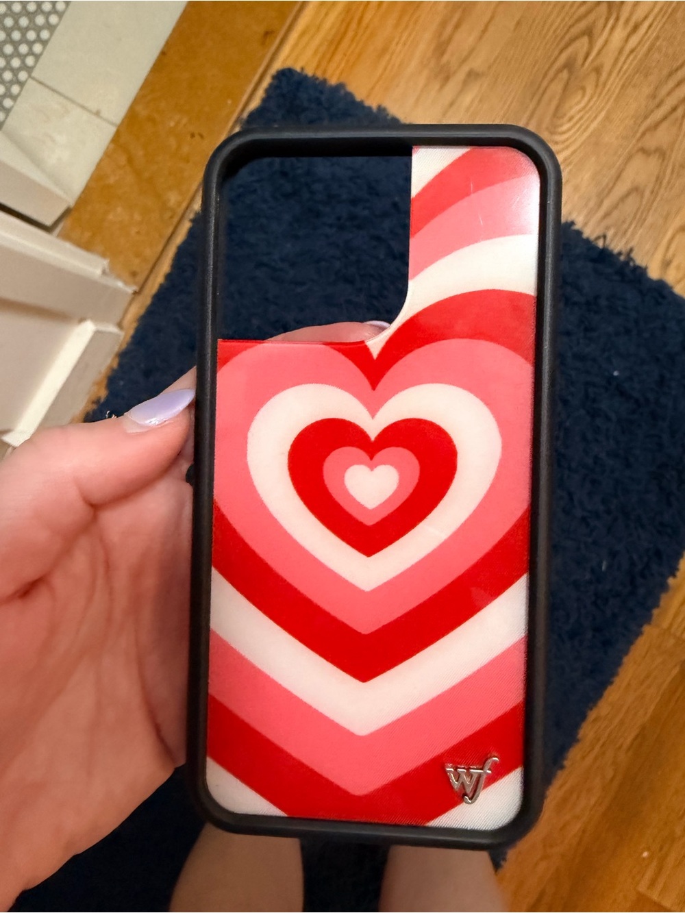 Wildflower bright Heart Chevron Phone Case with Pink & Red Hearts. iPhone 13 Pro
